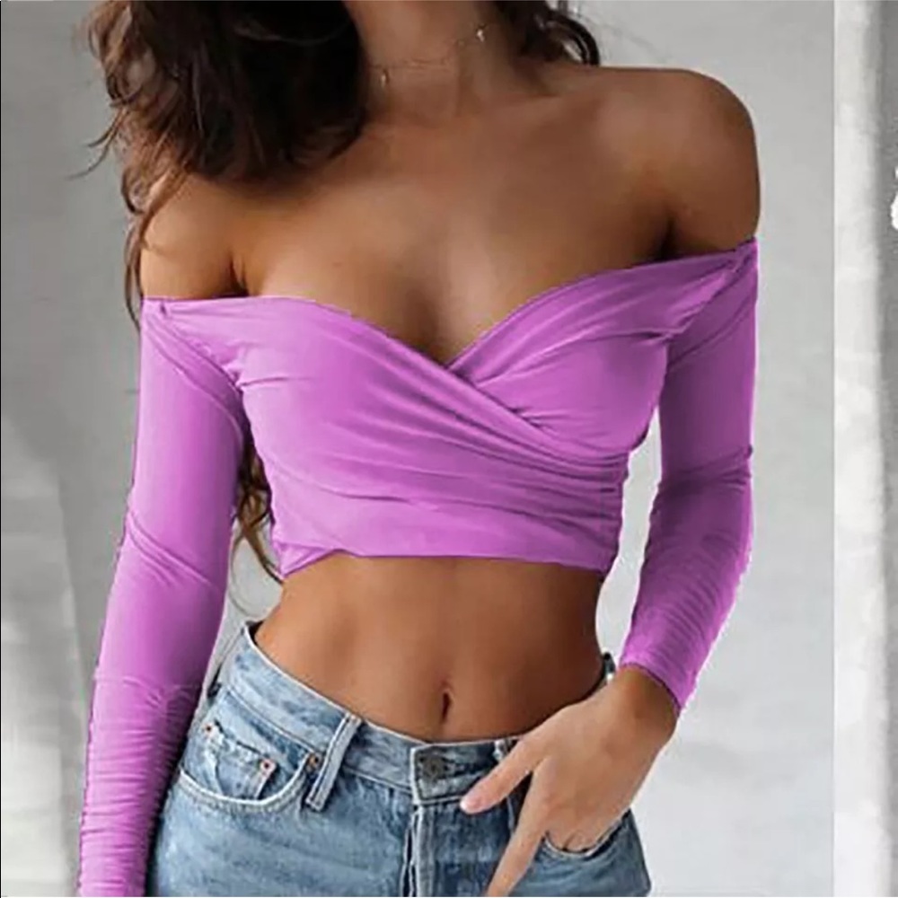 Off shoulder purple sexy crop top USA size Large
